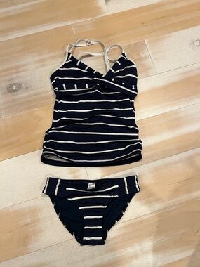 Seafolly Navy and White Striped Tankini Set